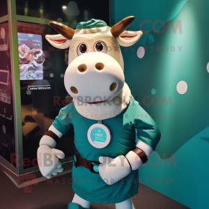Teal Hereford Cow mascotte...
