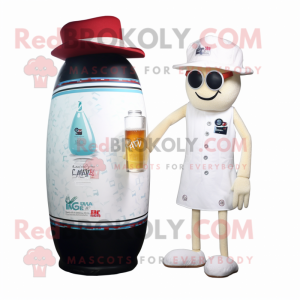 Cream Soda Can mascot costume character dressed with a One-Piece Swimsuit and Hats