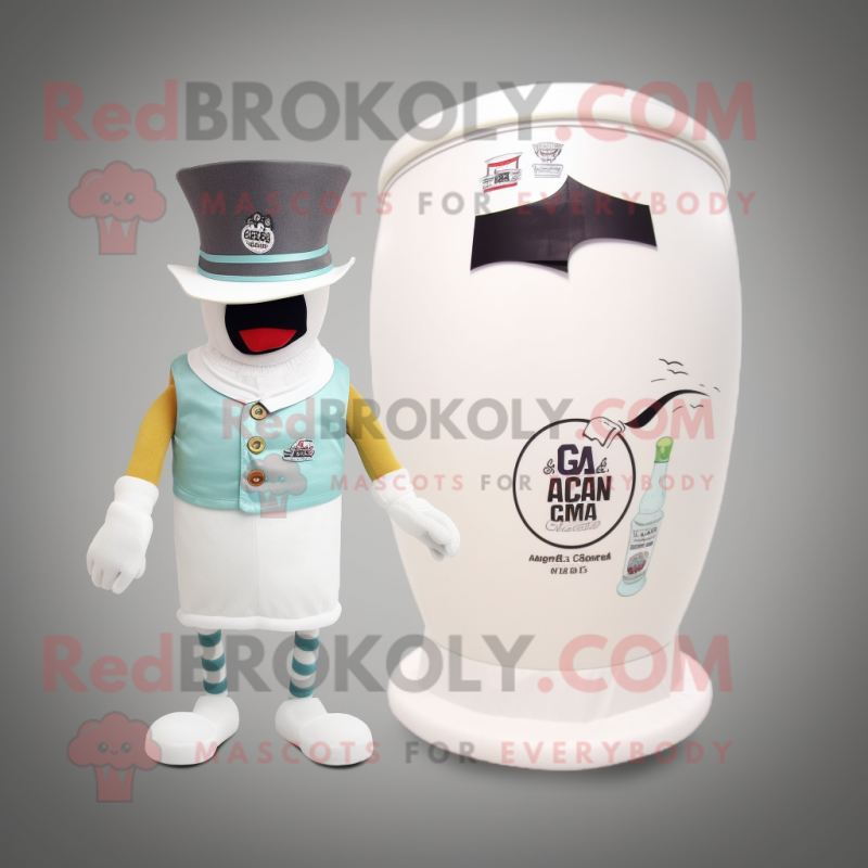 Cream Soda Can mascot costume character dressed with a One-Piece Swimsuit and Hats Cream Soda Can mascot costume character dressed with a One-Piece Swimsuit and Hats