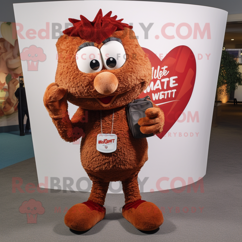 Rust Heart mascot costume character dressed with a Henley Tee and Mittens Rust Heart mascot costume character dressed with a Henley Tee and Mittens