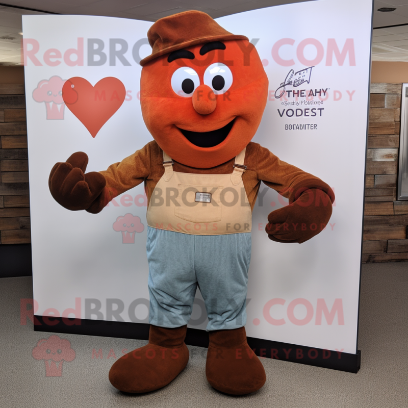 Rust Heart mascot costume character dressed with a Henley Tee and Mittens Rust Heart mascot costume character dressed with a Henley Tee and Mittens