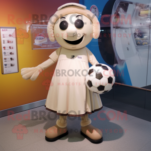 Beige fotboll maskot kostym...