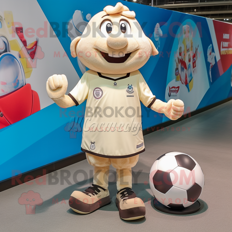 Beige Soccer Ball mascot costume character dressed with a Dress and Coin purses