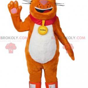 Mascote grande gato laranja. Fantasia de gato gordo -