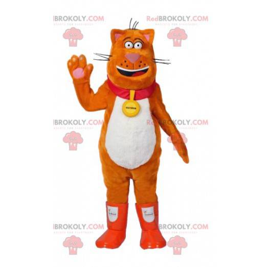Mascotte de gros chat orange. Costume de gros chat -