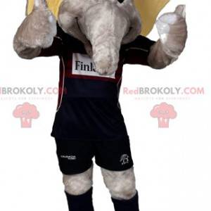 Gray elephant mascot in football gear - Redbrokoly.com