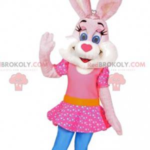 Rabbit mascot with a pink dress. Rabbit costume - Redbrokoly.com