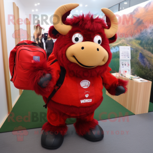 Red Bison maskot kostume...