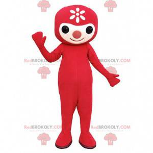 Mascotte de petit bonhomme rouge avec un nez tout mignon -