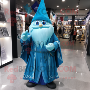 Cyan Wizard maskot kostume...