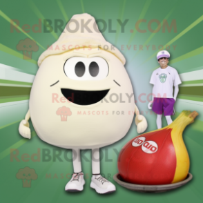 Cream Onion mascot costume character dressed with a Bikini and Caps