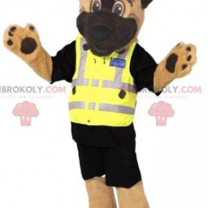 Mascotte de berger allemand en tenue de policier. Costume de