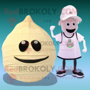 Cream Onion mascot costume character dressed with a Bikini and Caps