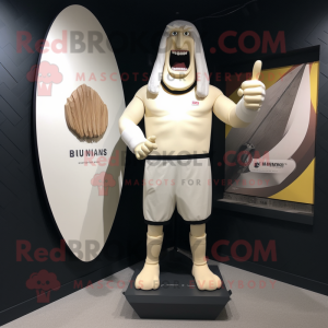 Cream Knife Thrower mascot costume character dressed with a Board Shorts and Cummerbunds