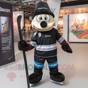 Sort ishockeystav maskot...