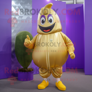 Gold Eggplant mascot costume character dressed with a Windbreaker and Ties