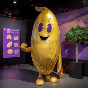 Gold Eggplant mascot costume character dressed with a Windbreaker and Ties