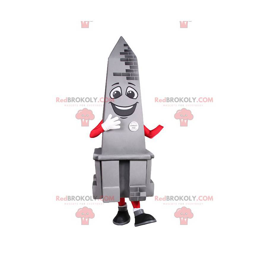 Maskot grå obelisk smilende. Obelisk kostume - Redbrokoly.com