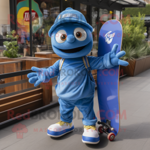 Blå skateboard maskot drakt...