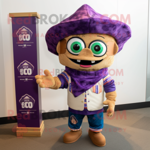 Purple Tacos mascot costume character dressed with a Oxford Shirt and Wraps