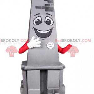 Mascot obelisco gris sonriendo. Disfraz de obelisco -