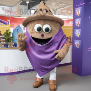 Purple Tacos mascot costume character dressed with a Oxford Shirt and Wraps