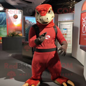 Rode Komodovaraan mascotte...