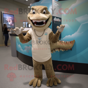 Tan Barracuda mascot costume character dressed with a Shift Dress and Bracelet watches