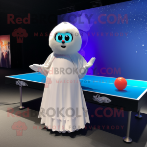 nan Ping Pong Table mascot costume character dressed with a Ball Gown and Gloves