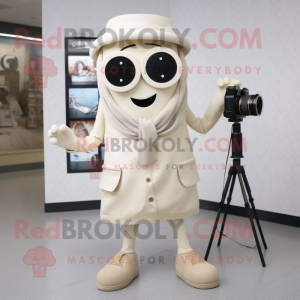 Cream Camera maskot kostume...