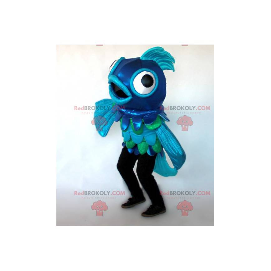 Mascotte de poisson bleu et vert géant - Redbrokoly.com