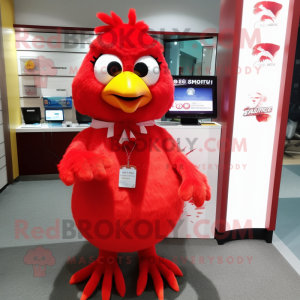 Red Canary mascot costume character dressed with a Culottes and Keychains
