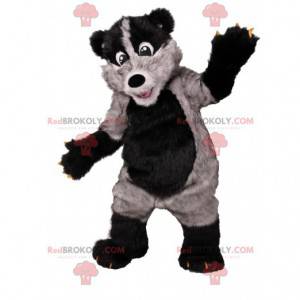 Mascotte orso nero e grigio super divertente. Costume da orso -