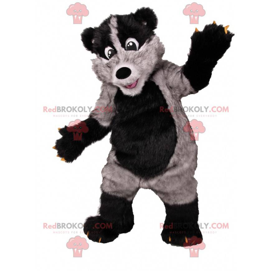 Super divertido mascote urso preto e cinza. Fantasia de urso - Super divertido mascote urso preto e cinza. Fantasia de urso -