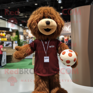 Brown Meatballs mascot costume character dressed with a V-Neck Tee and Keychains