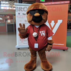 Brown Meatballs mascot costume character dressed with a V-Neck Tee and Keychains