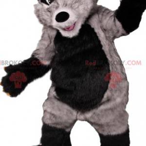 Mascotte orso nero e grigio super divertente. Costume da orso -