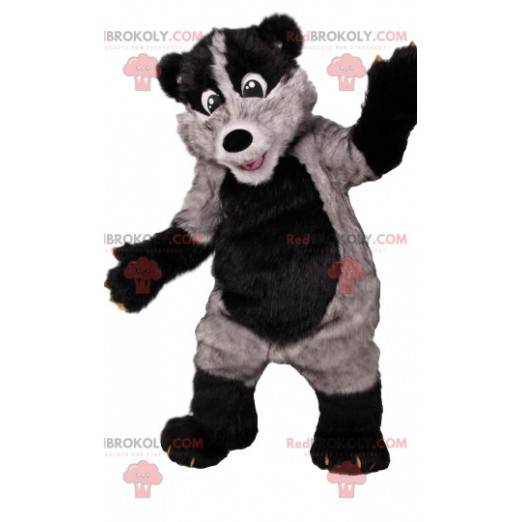 Super divertido mascote urso preto e cinza. Fantasia de urso -