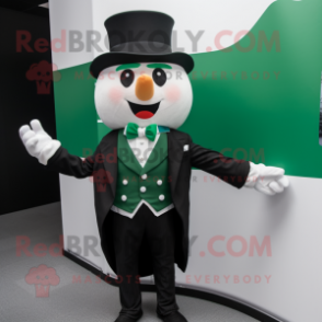 Green Irish Flag mascot costume character dressed with a Tuxedo and Beanies