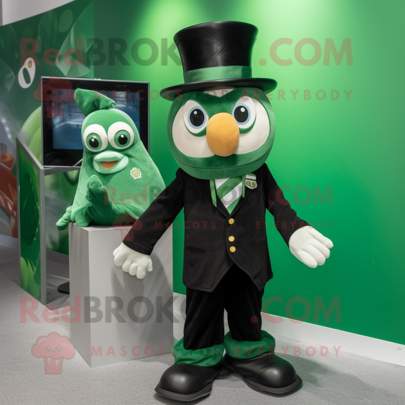 Green Irish Flag mascot costume character dressed with a Tuxedo and Beanies Green Irish Flag mascot costume character dressed with a Tuxedo and Beanies