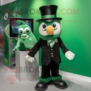 Green Irish Flag mascot costume character dressed with a Tuxedo and Beanies