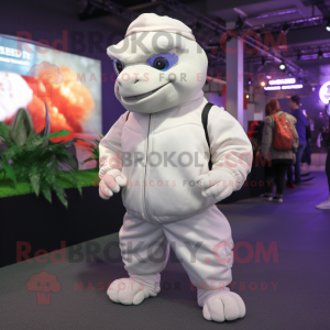 White Turtle mascot costume character dressed with a Joggers and Hairpins