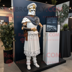 Navy Roman Soldier mascot costume character dressed with a Wedding Dress and Scarves