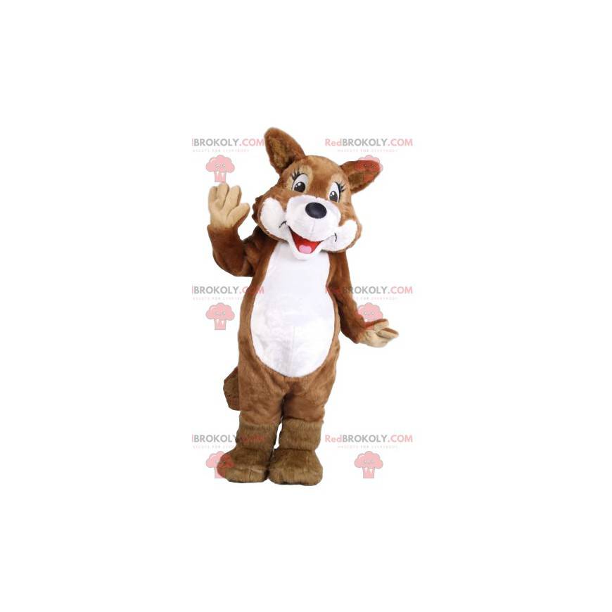 Mascota lobo marrón y blanco. Disfraz de lobo - Redbrokoly.com
