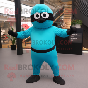 Turkos Ninja maskot kostym...