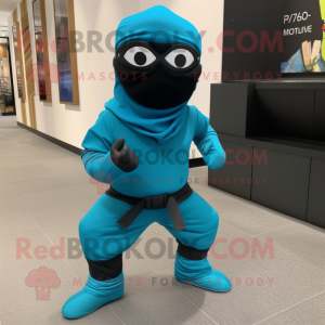 Turkos Ninja maskot kostym...
