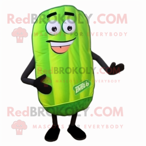 Lime Green Cucumber mascot costume character dressed with a Bermuda Shorts and Ties