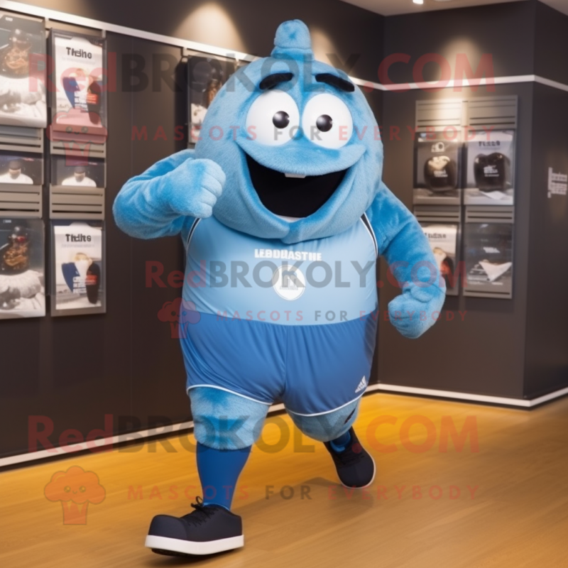 Blue Grenade mascot costume character dressed with a Running Shorts and Cufflinks Blue Grenade mascot costume character dressed with a Running Shorts and Cufflinks