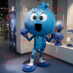 Blue Grenade mascot costume character dressed with a Running Shorts and Cufflinks