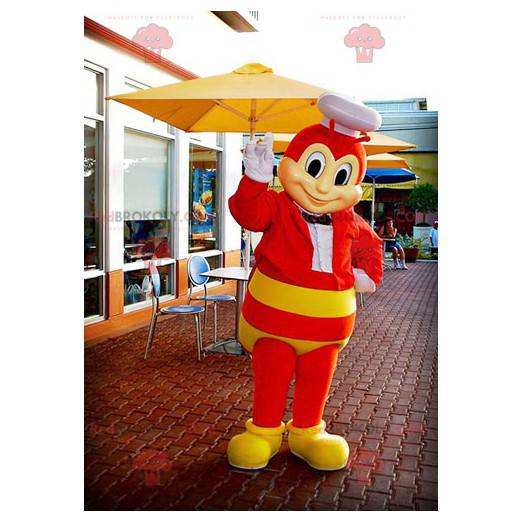 Mascote de abelha vermelha e amarela vespa inseto voador -